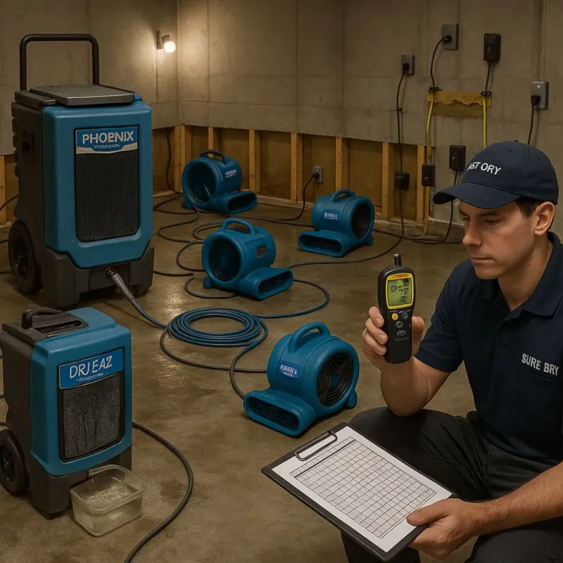 Structural Drying and Dehumidification process in Blanco County, TX